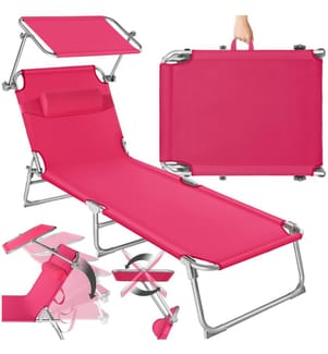 Gartenliege 4-stufig mit Kopfpolster - pink