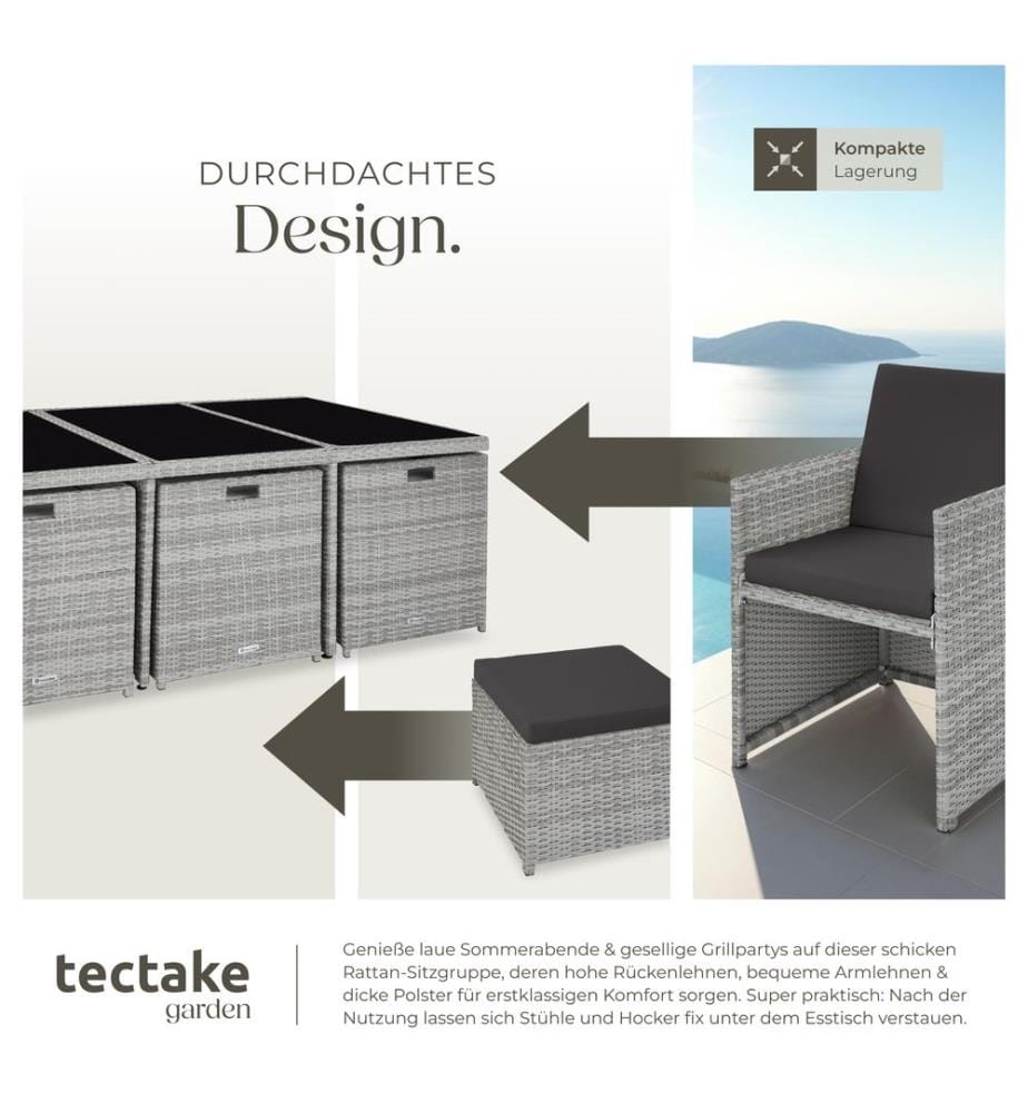 Aluminium Rattan Sitzgruppe New York 641 mit Schutzhülle - hellgrau