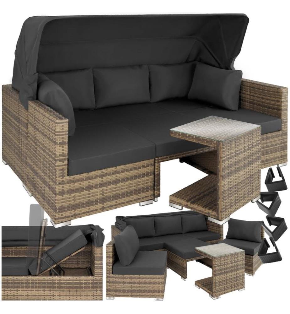 Rattan Lounge mit Aluminiumgestell San Marino - natur