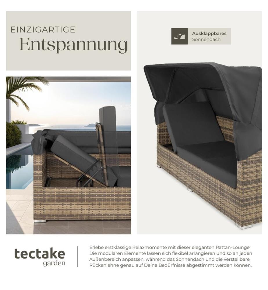 Rattan Lounge mit Aluminiumgestell San Marino - natur