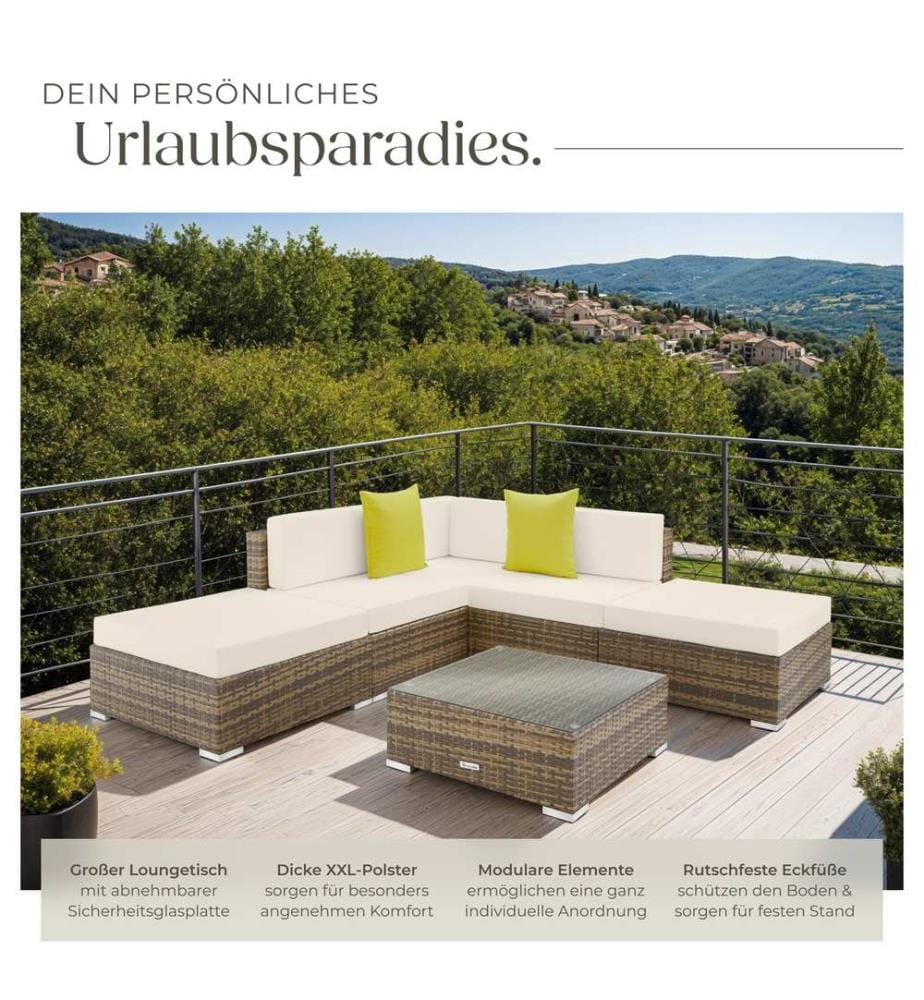 Rattan Lounge mit Aluminiumgestell Paris - natur