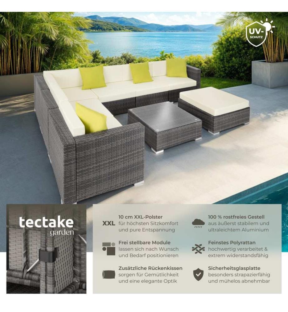 Rattan Loungeset Marbella - grau