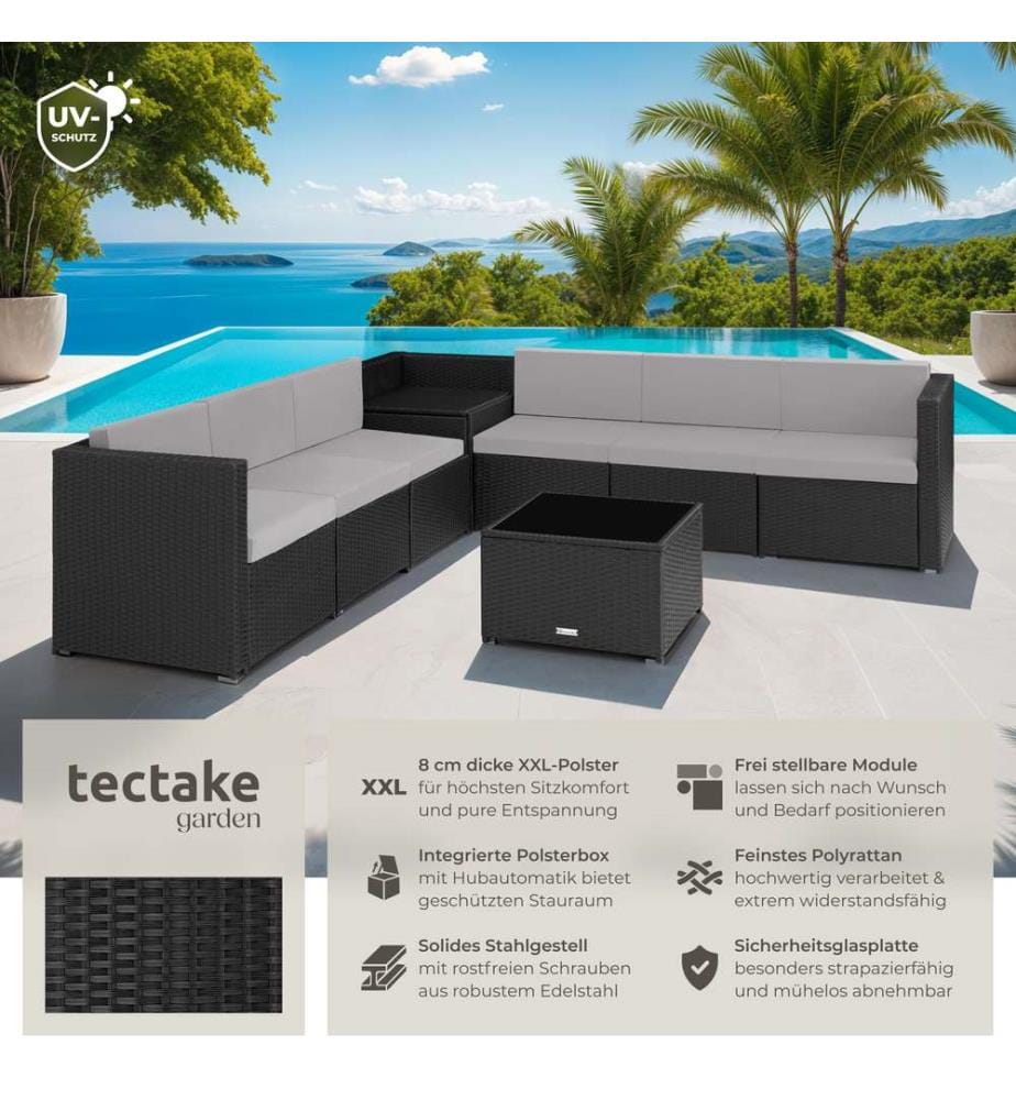 Rattan Lounge Verona - schwarz