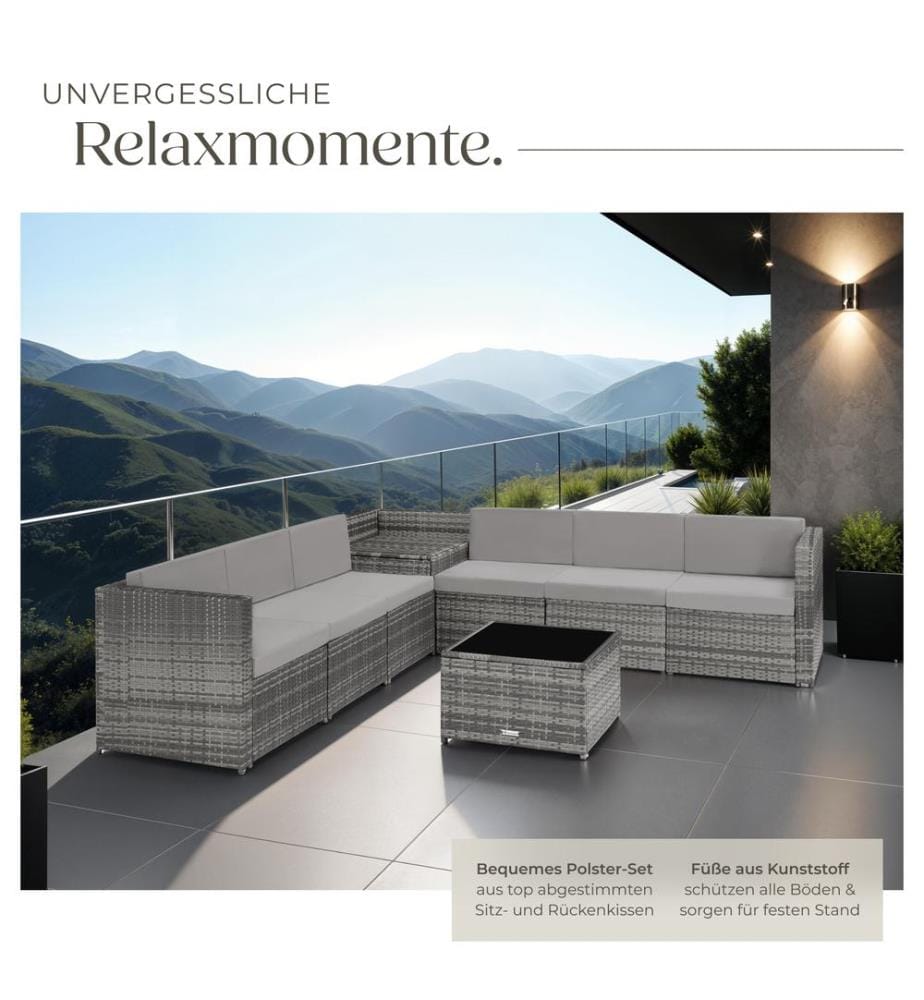 Rattan Lounge Verona - grau
