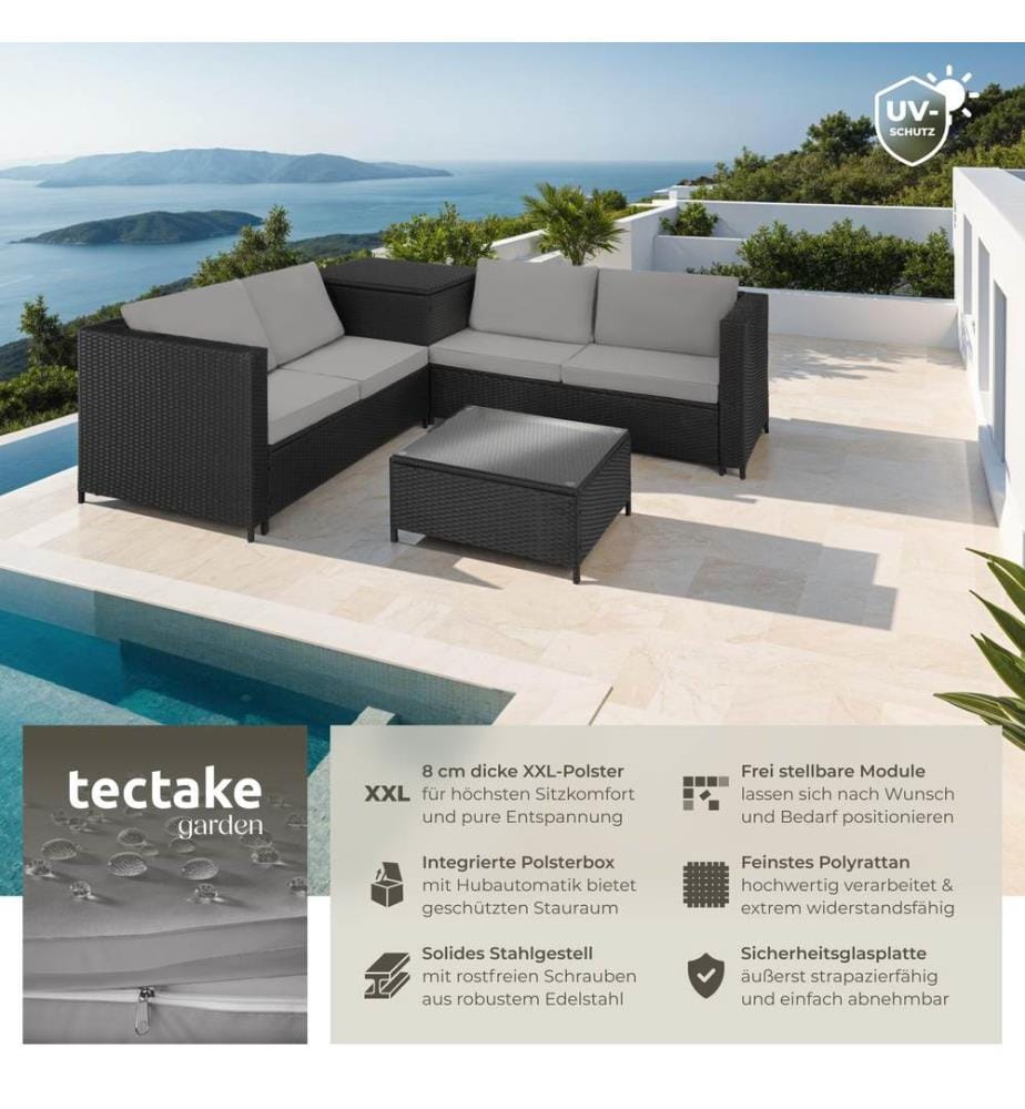 Rattan Lounge Siena - schwarzgrau