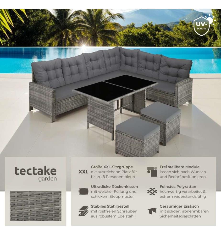Rattan Lounge Barletta - graubeige
