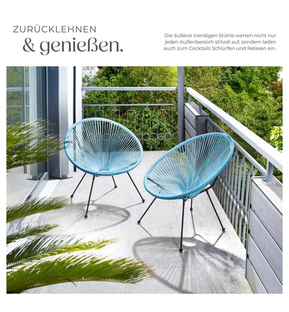 2 Gartenstühle Santana Retro im Acapulco-Stil - blau
