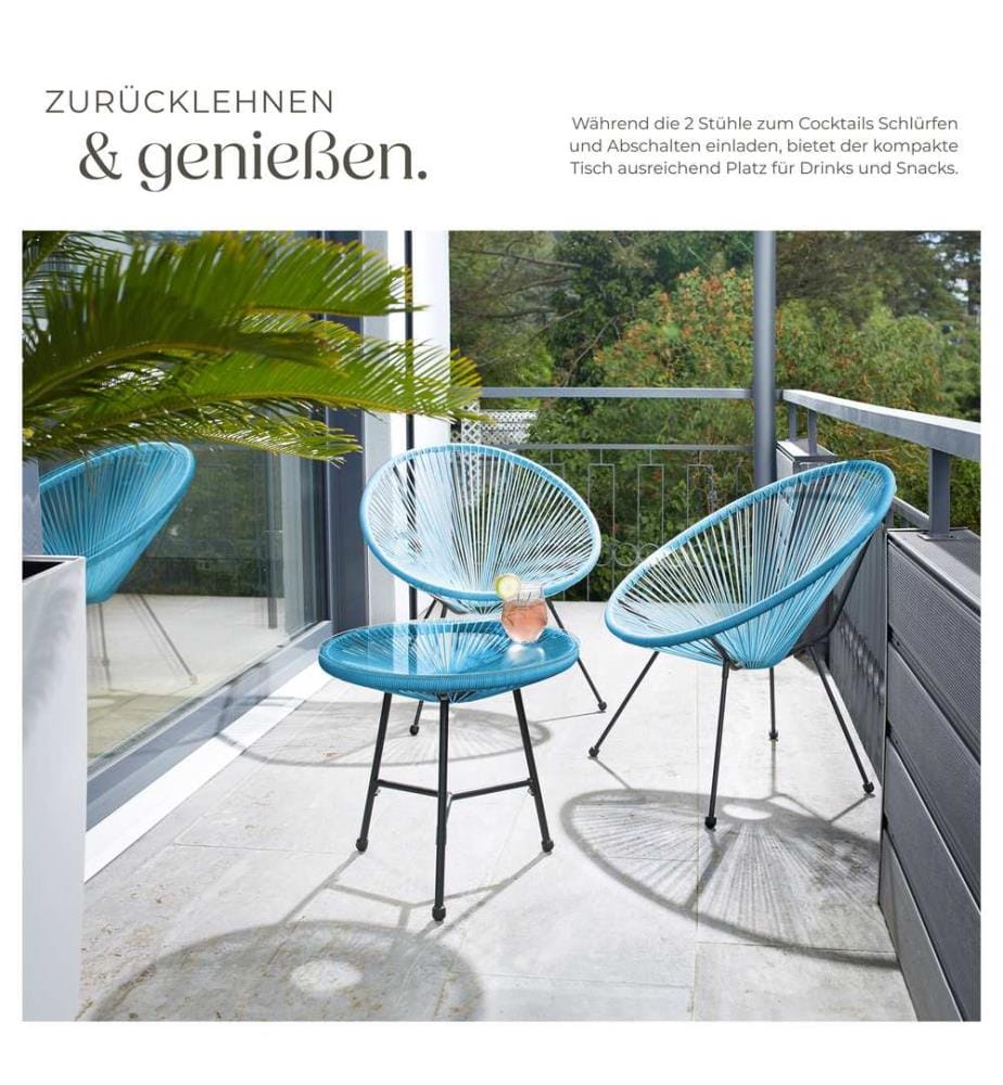 2 Gartenstühle Santana mit Tisch - blau