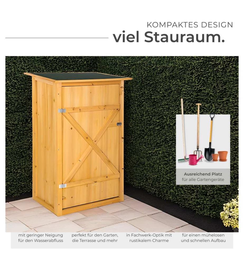 Gartenschrank mit Flachdach - braun