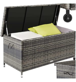 Auflagenbox Kiruna mit Kunststoffgeflecht, 120x55x61,5 cm, 270l - grau