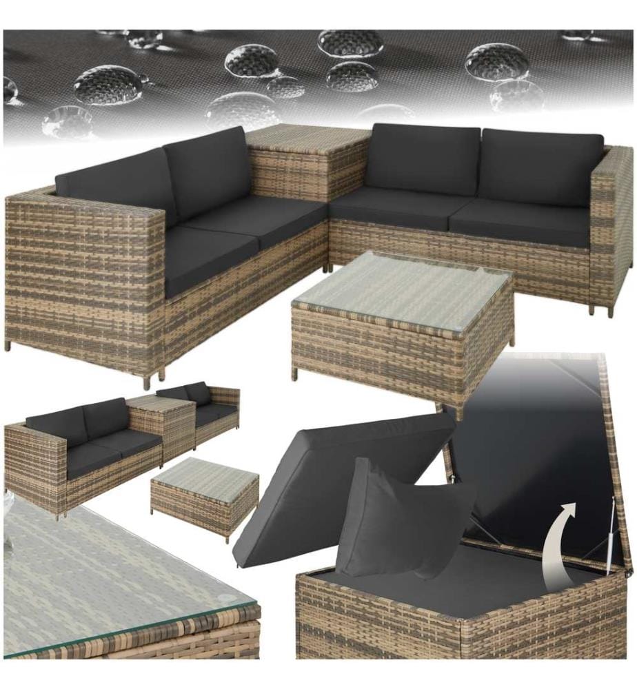 Salottino in rattan Siena - naturalegrigio scuro