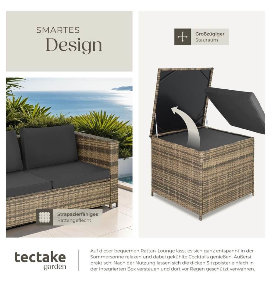 Salottino in rattan Siena - naturalegrigio scuro