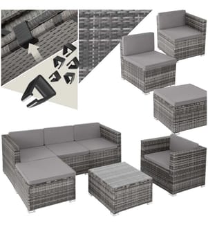 Salottino in rattan Lignano con poltrona - grigio