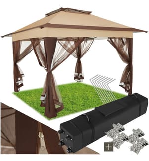 Gazebo pieghevole Carabobo 3,64x3,64x2,94m - marrone