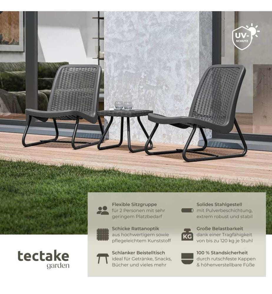Salotto da giardino Modica in rattan per 2 persone, ergonomico - grigio