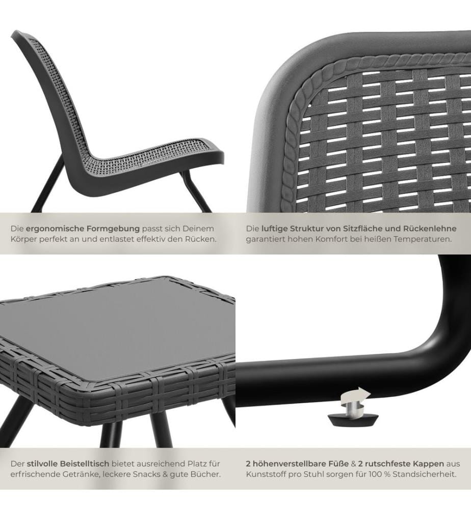 Salotto da giardino Modica in rattan per 2 persone, ergonomico - grigio