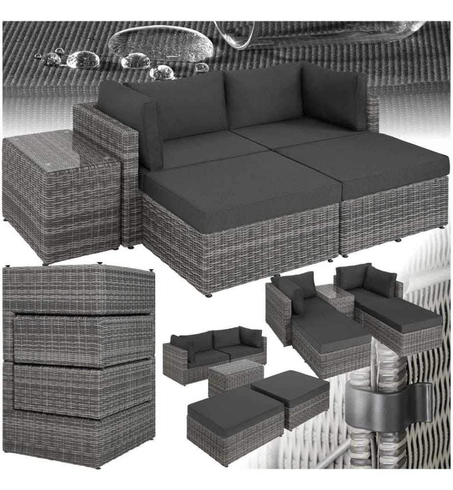 Rattan Lounge mit Aluminiumgestell San Domino - hellgraudunkelgrau