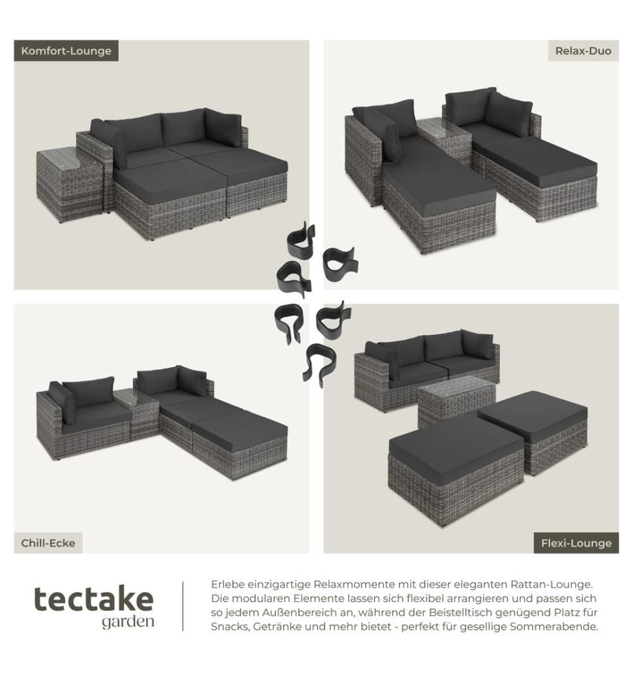 Rattan Lounge mit Aluminiumgestell San Domino - hellgraudunkelgrau