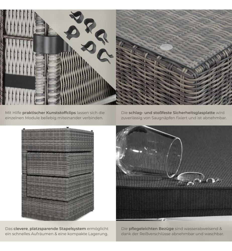 Rattan Lounge mit Aluminiumgestell San Domino - hellgraudunkelgrau