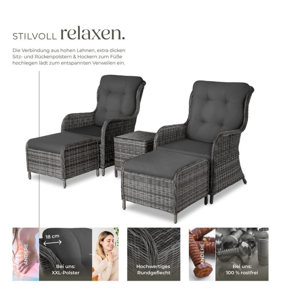 Aluminium Rattan Sitzgruppe Benissa 22 - grau-meliertgrau