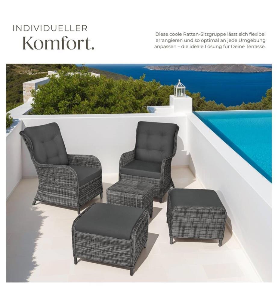 Aluminium Rattan Sitzgruppe Benissa 22 - grau-meliertgrau