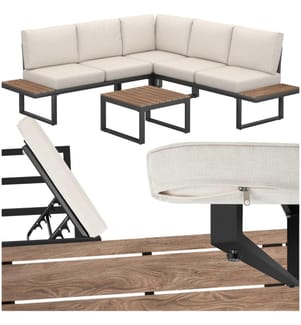 Set salottino da giardino Eliar, 4 pezzi, con telaio in alluminio - nero