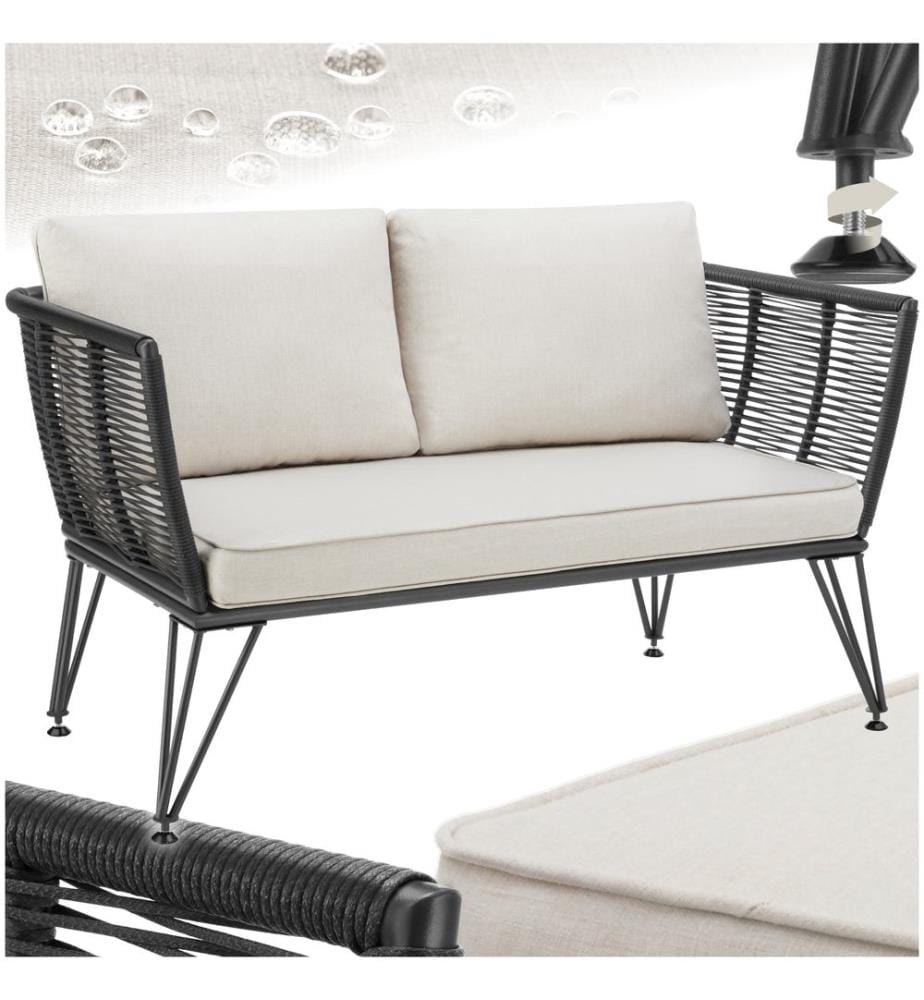 Garten-Loungesofa Sundo im Rope-Design mit Polyrattan - anthrazit