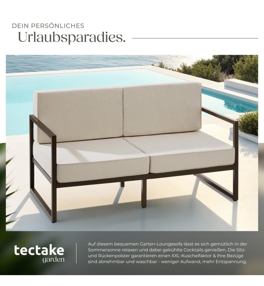 Divano lounge da giardino Comosa, 2 posti, imbottitura ultradensa - marronebeige