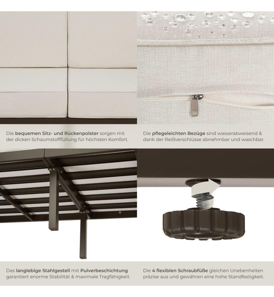 Divano lounge da giardino Comosa, 2 posti, imbottitura ultradensa - marronebeige