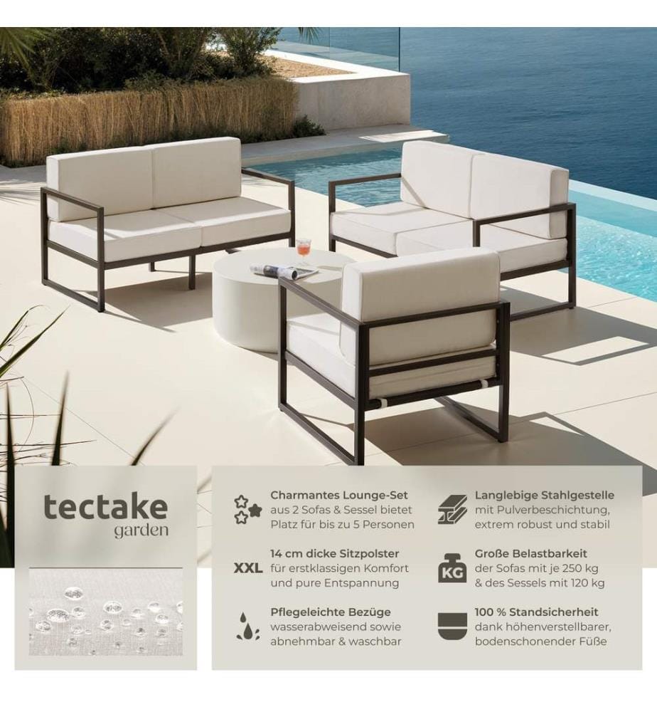 Set da giardino Comosa per 5 persone,imbottitura XXL - marronebeige