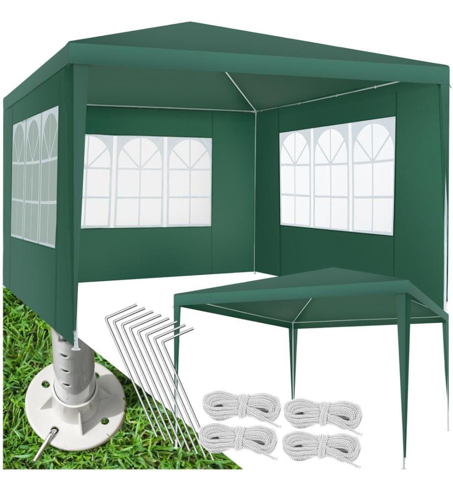 Padiglione Barinas con 3 pannelli laterali, impermeabile, 3x3m - verde