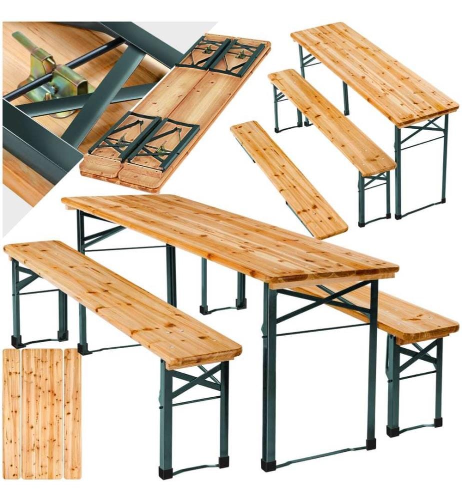 Set da esterno Sissi, 3 pezzi, pieghevole - marrone
