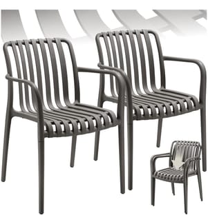 Sedie da giardino Alcudia, resistenti alle intemperie, impilabili - antracite, Set di 2