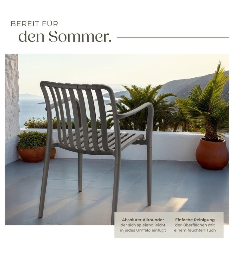 Gartenstühle Alcudia, wetterfest, stapelbar - anthrazit, 2er Set