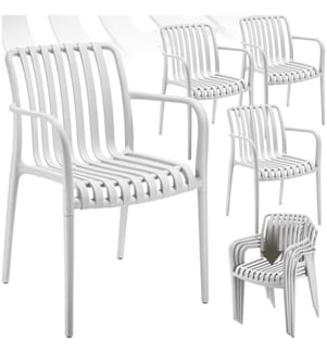 Sedie da giardino Alcudia, resistenti alle intemperie, impilabili - crema, Set di 4
