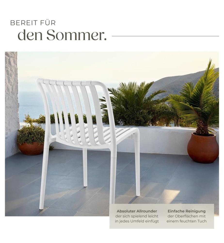 Gartenstühle Alcudia, wetterfest, stapelbar - creme, 4er Set