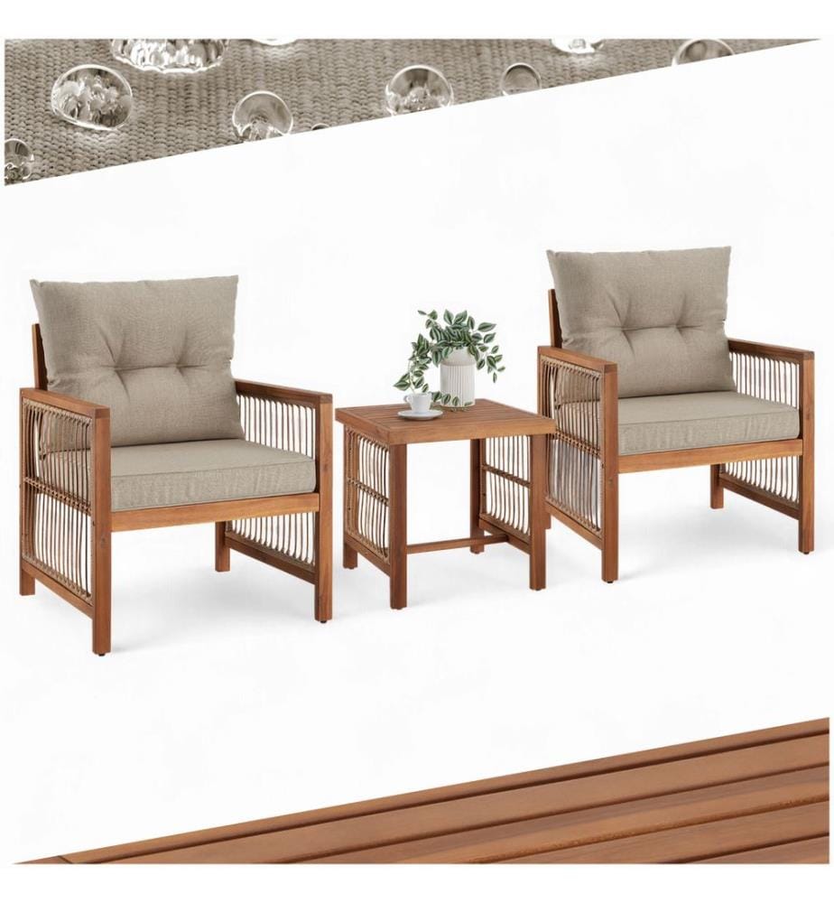 Set salottino Eivissa design a corda imbottitura XXL - naturale