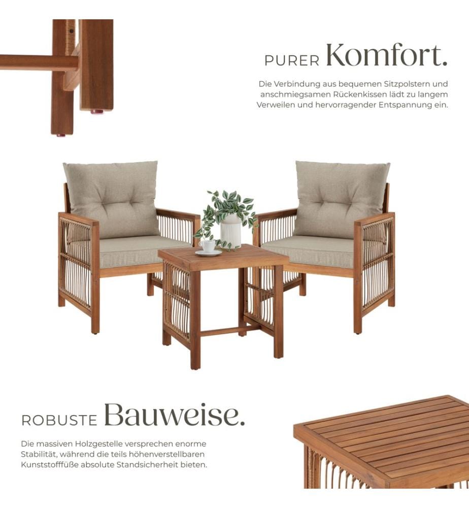 Set salottino Eivissa design a corda imbottitura XXL - naturale