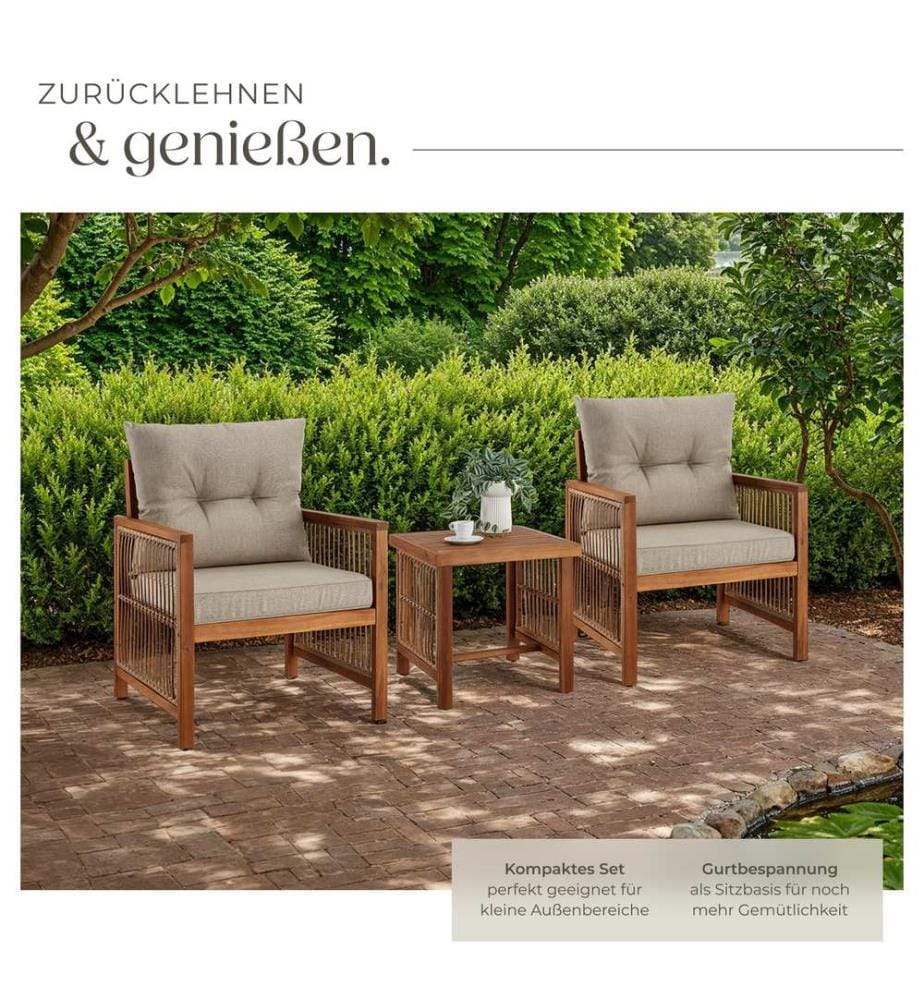 Set salottino Eivissa design a corda imbottitura XXL - naturale