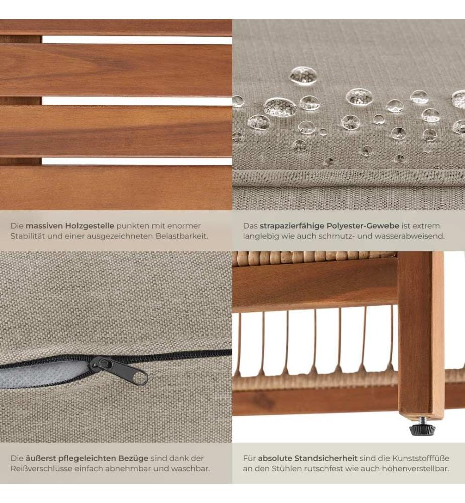 Set salottino Eivissa design a corda imbottitura XXL - naturale