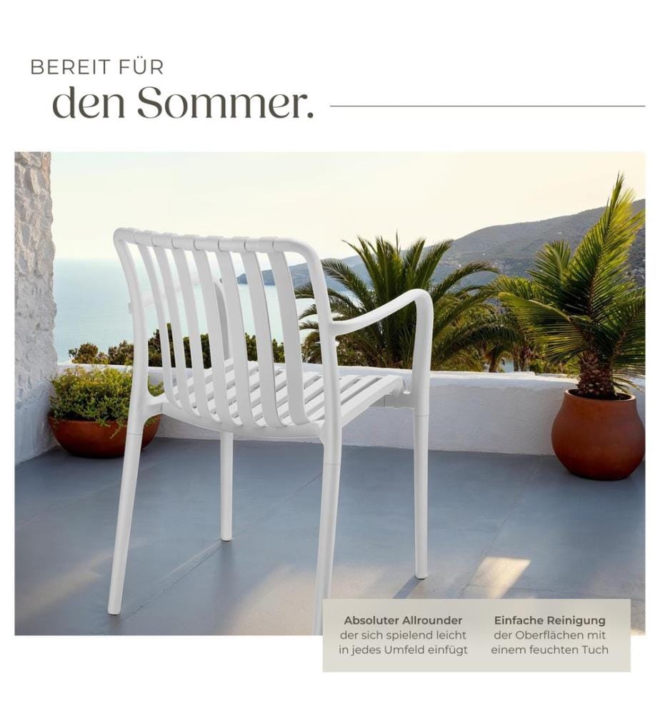 Gartenstühle Alcudia, wetterfest, stapelbar - creme, 6er Set