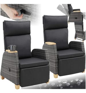 Rattansessel Pescara mit Aluminiumgestell, Lehne verstellbar - 2er Set