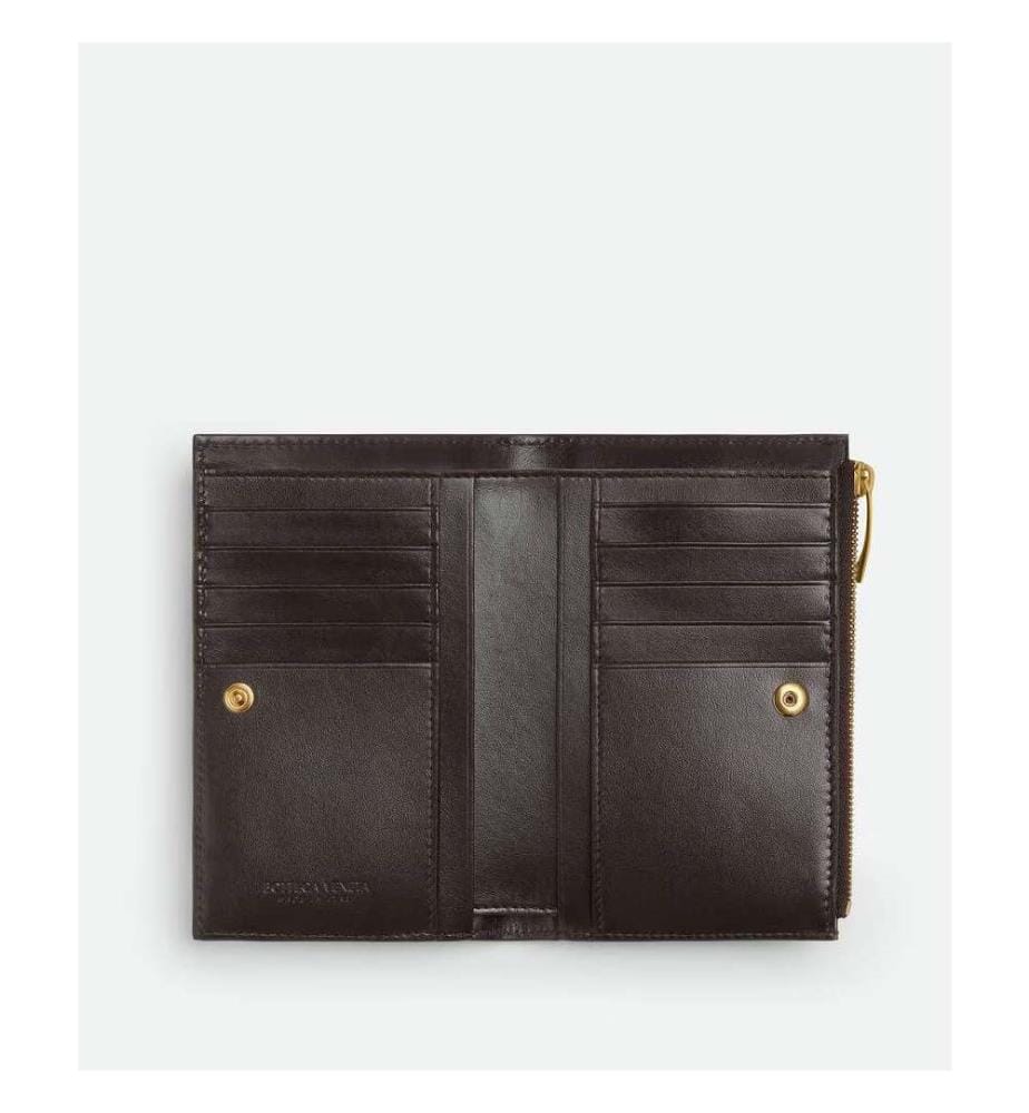 Portafoglio Bi-Fold Intrecciato Medium - Nero