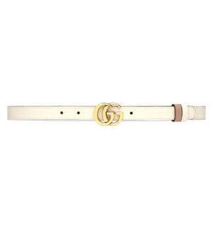 Cintura reversibile GG Marmont - Bianco e marrone