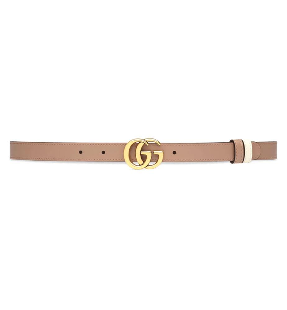 Cintura reversibile GG Marmont - Bianco e marrone
