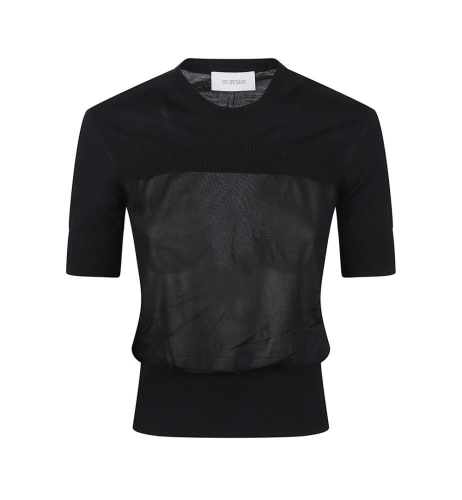 Pull à manches courtes Bi-Material - Noir
