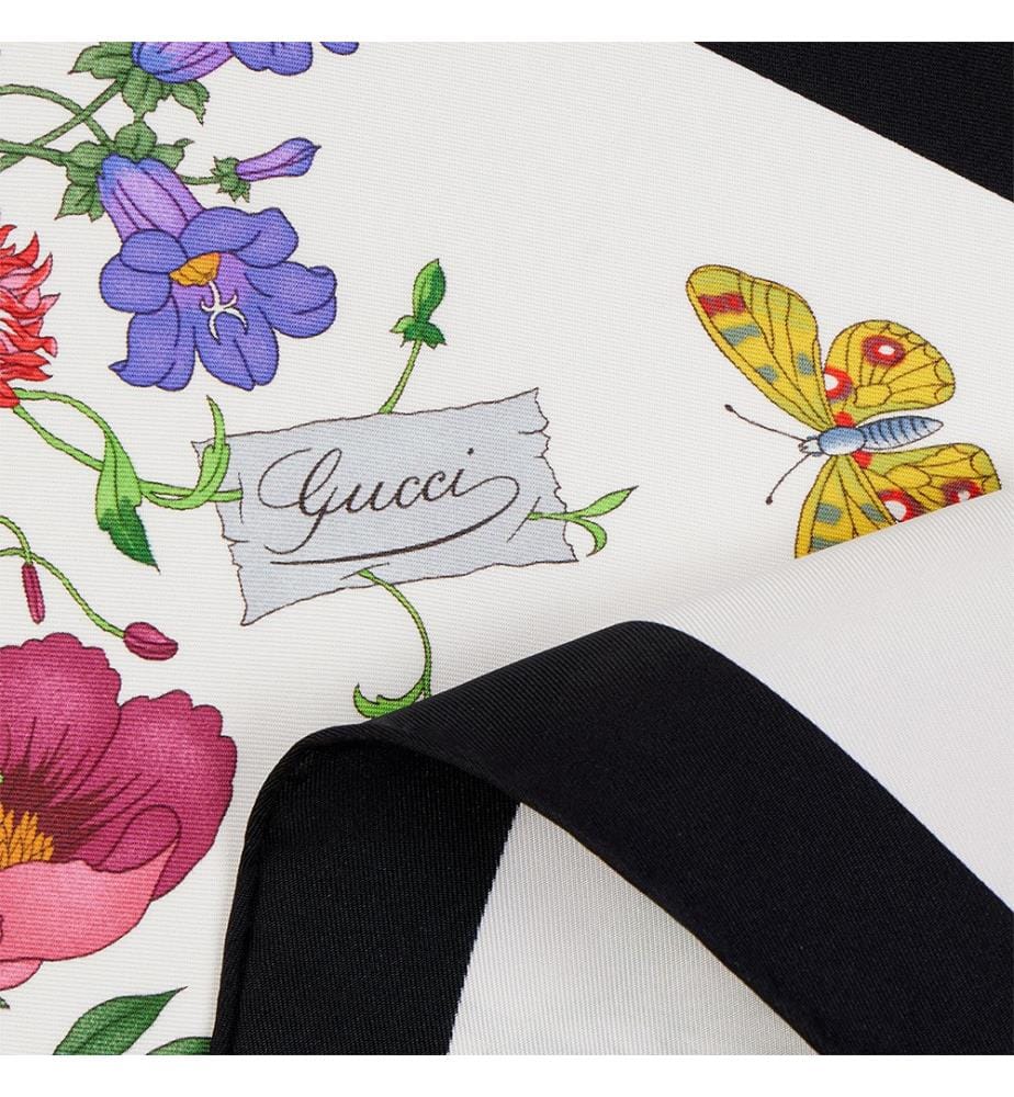 Sciarpa in twill di seta stampata con diamanti - Bianco nero