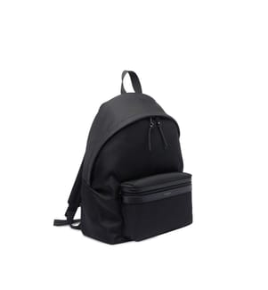 Zaino City in Econyl, pelle liscia e nylon - Nero
