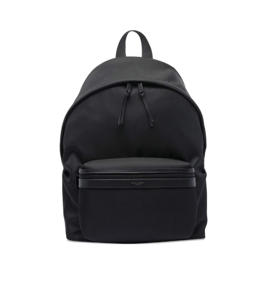 Zaino City in Econyl, pelle liscia e nylon - Nero