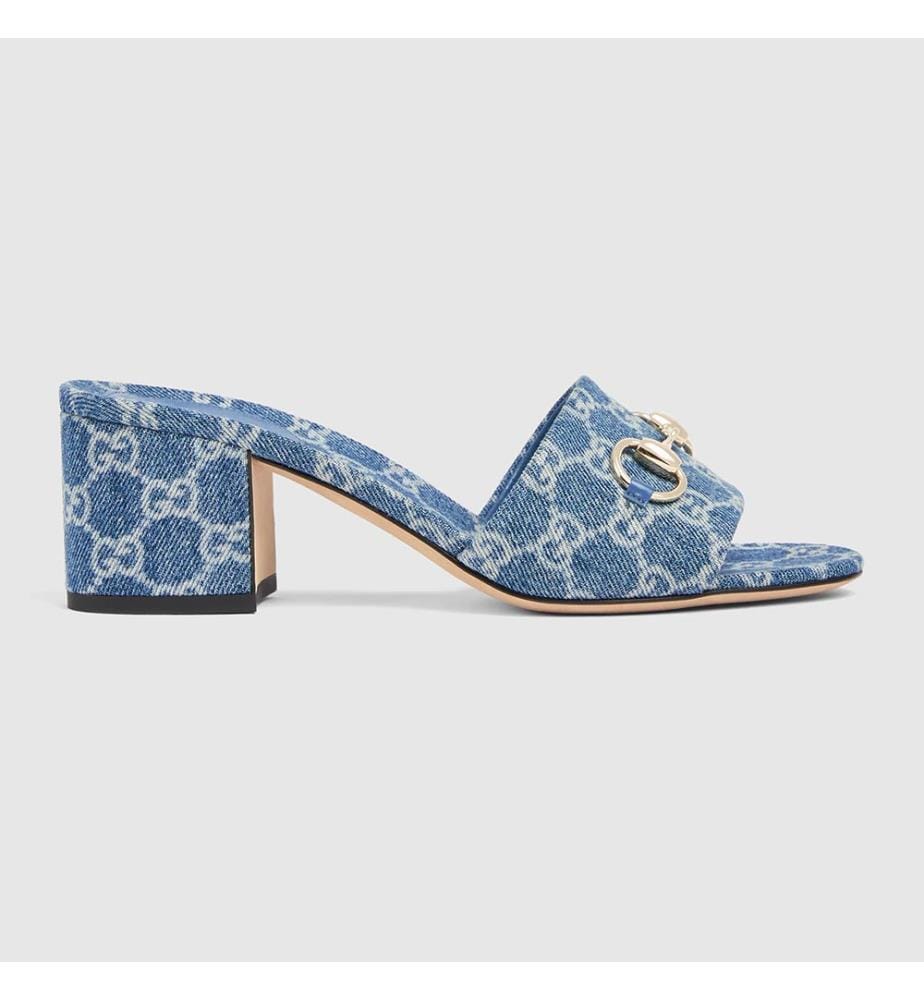 Gleitsandale mit Hufeisen - Blue Denim